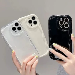 Transparent Phone Case For Samsung Galaxy A54 A34 A24 A14 A13 A53 A33 A73 A23 A52 A52S A32 A22 A12 A51 A71 3D Curly Wavy Cover