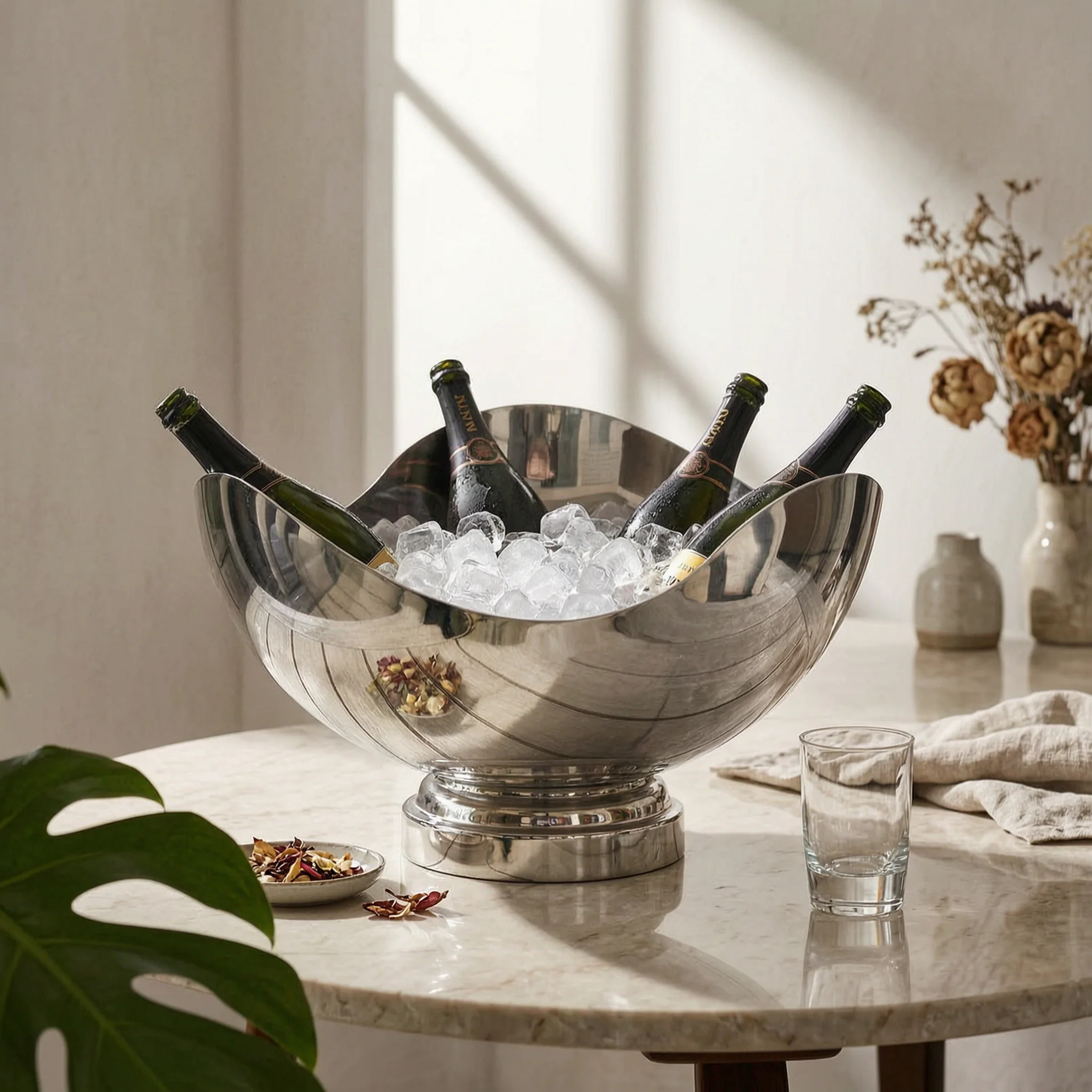 Champagne Bowl Decorative Wine Chiller Bowl Wine Cooler Container Stylish Storage Bin Long-Lasting for Hosts, Parties