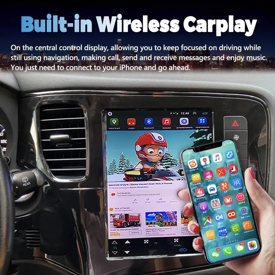 10.4inch Car  Radio Android 15 Screen For Mitsubishi Outlander 2017 2018 GPS Stereo Carplay Car Multimedia Video Player 256GB