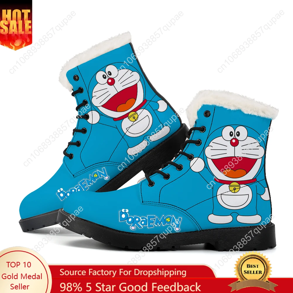 

Doraemon Plush Boots Cartoon Anime Mens Womens Teenager Casual Shoes Outdoor Keep Warm Footwear High Quality Couple Custom Shoe