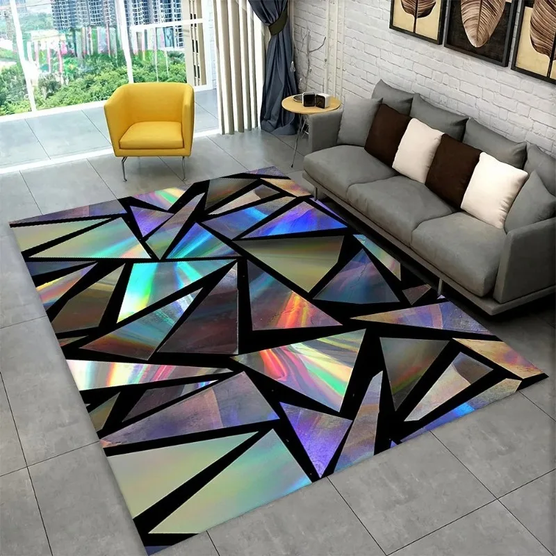 3D Abstract Mirror Geometric Illusion Carpet Floor Mat for Home Fashion Living Room Bedroom Area Large Rug Kitchen Non-slip Rugs