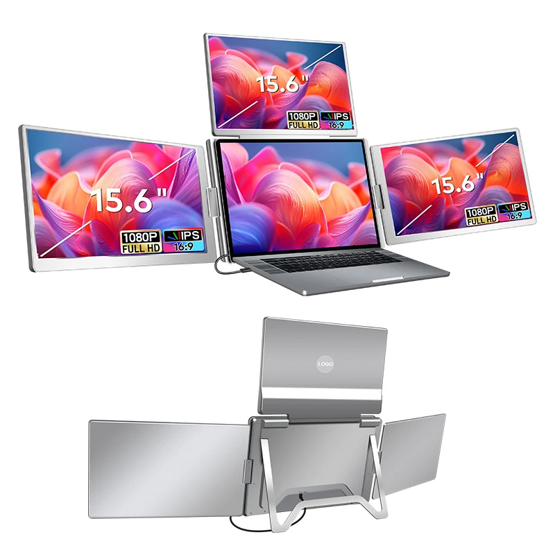 2026 FOPO 3 Screen Displays Quad Monitor,15.6