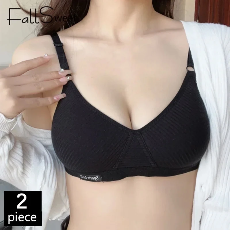 FallSweet 1/2PCS Seamless Wireless Push Up Bra for Women Comfort V-Shaped Gathering Bralette for Small Breasts Lingerie AB Cup