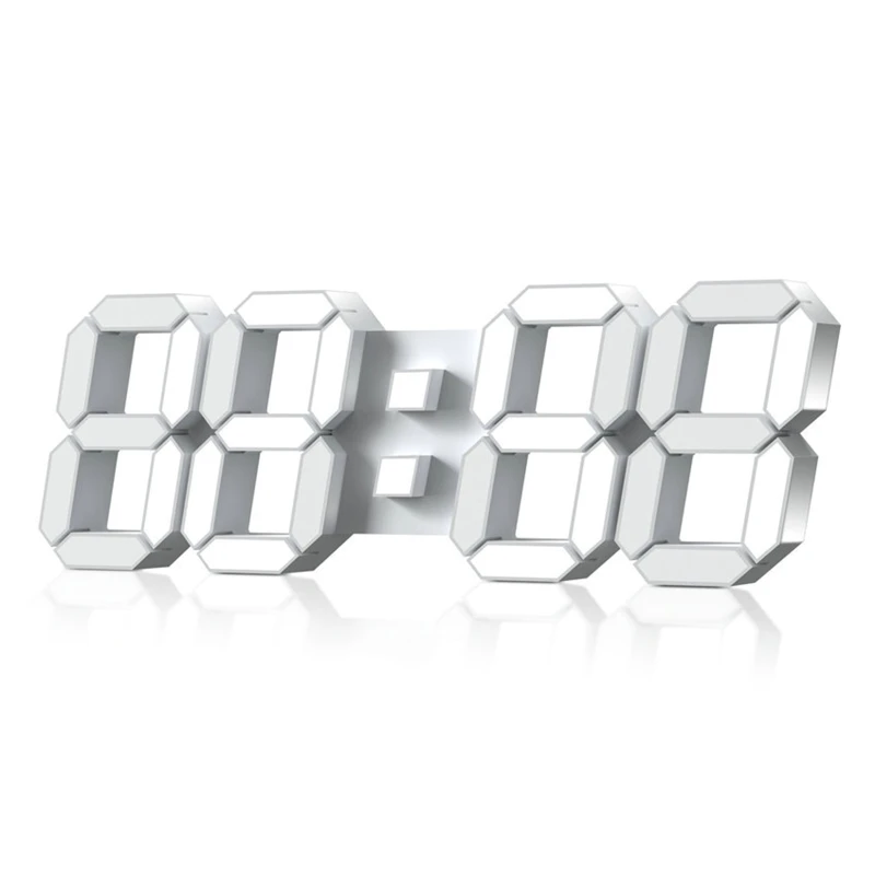 

3D Digital Alarm Clock Modern Design LED Wall Desk 12/24H for Time Date Display Nightlight for Office Classroom Metting Dropship