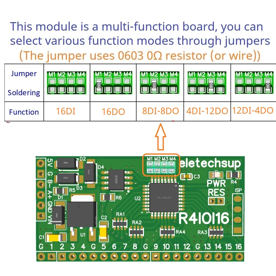 16DI/16DO/8DI-8DO/4DI-12DO/12DI-4DO Modbus Rtu Digital IO RS485 2.54mm Pin Core Board dla Arduino ESP32 ESP8266 PLC Smart Home