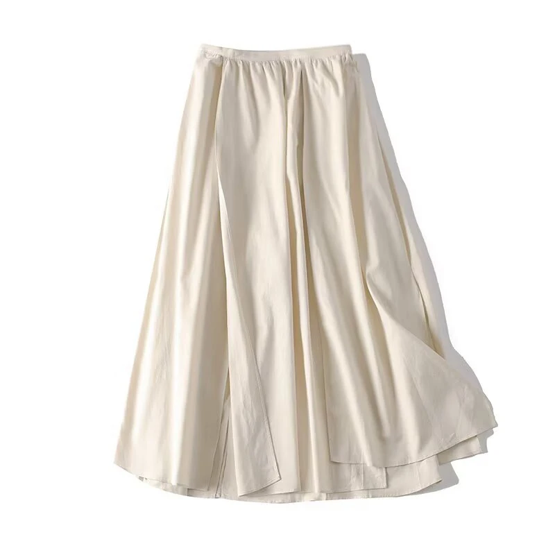 

Новая французская элегантная льняная юбка миди для женщин, с высокой талией, повседневная, летняя