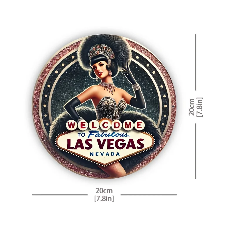 Room Decor 1pc Vintage Las Vegas Showgirl Aluminum Sign, 1950s Style Metal Wall Art, 8x8 inches, Home/Kitchen/Dining/Bedroom/Gar