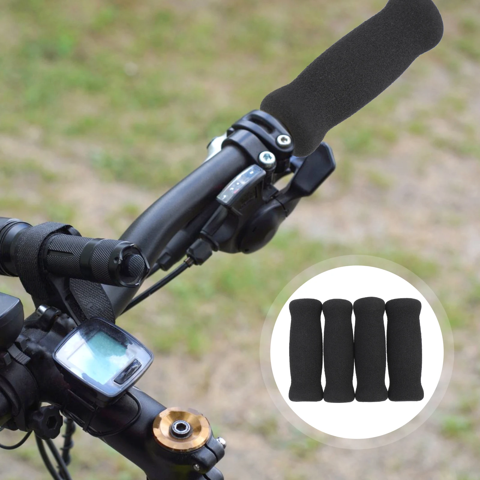 4pcs Handlebar Grips Bike Sponge Covers Lightweight Durable Vibration Absorption Comfortable Ride Cycling Accessories