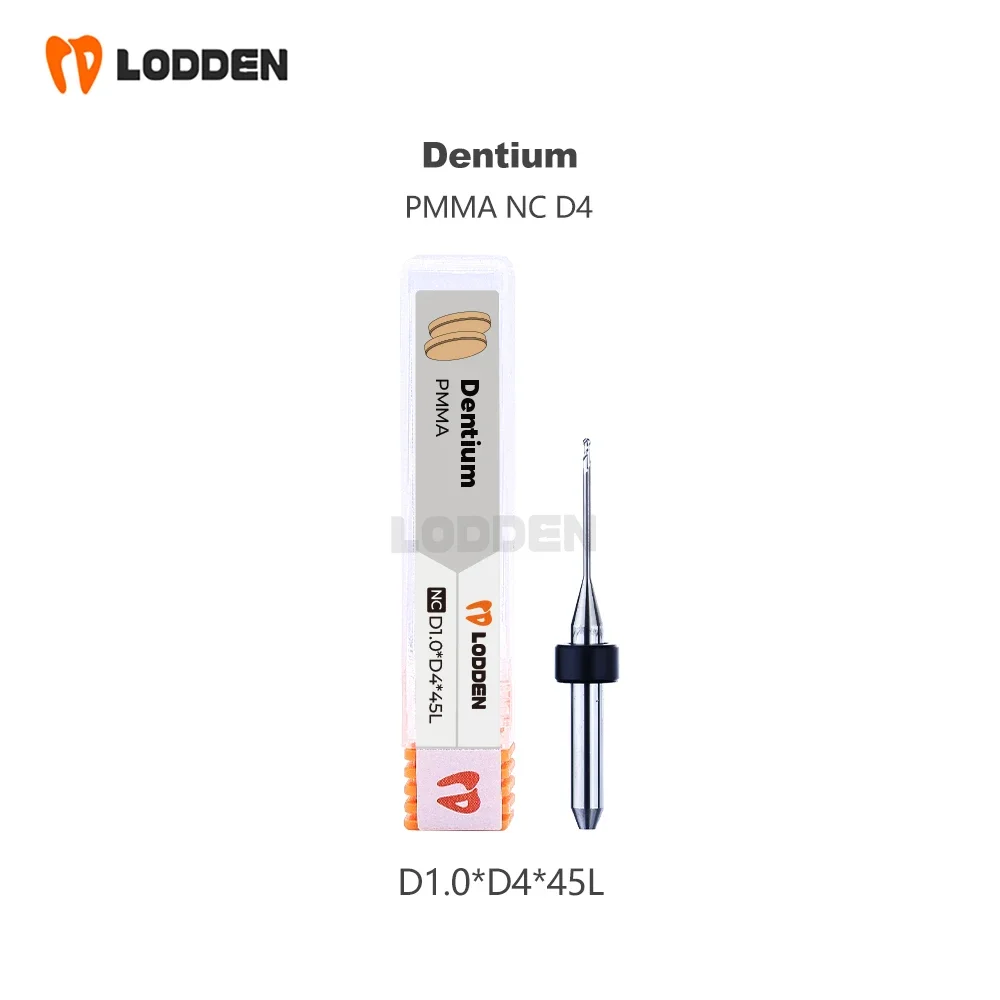 Frese per fresatura Dentium rettifica dentale Zirconia PMMA D4 gambo rivestimento DC/NC 45mm lunghezza 0.5/1.0/2.0mm strumento per molatura dentale