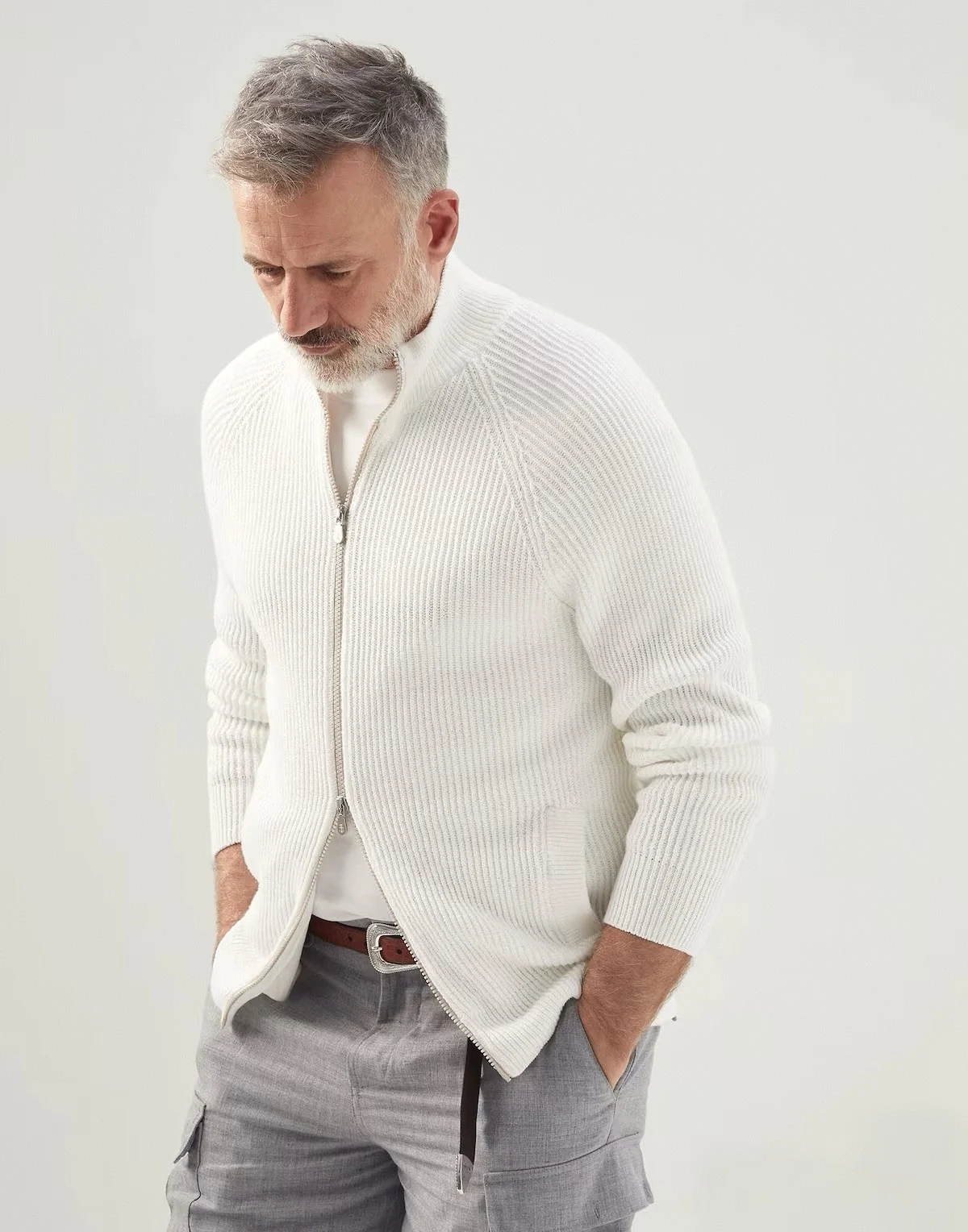 

Low-Key Luxury Cotton Knitted Zipper Collar Open Cardigan Men's Casual Wear MHTO Brand Loose Fit Long Sve Color