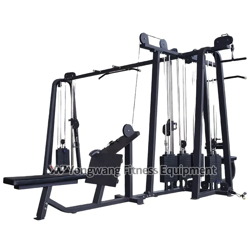 2023 Top seller High quality commercial gym 6 in 1 ab wheel roller kit Crossover&Cable Jungle(5 station)