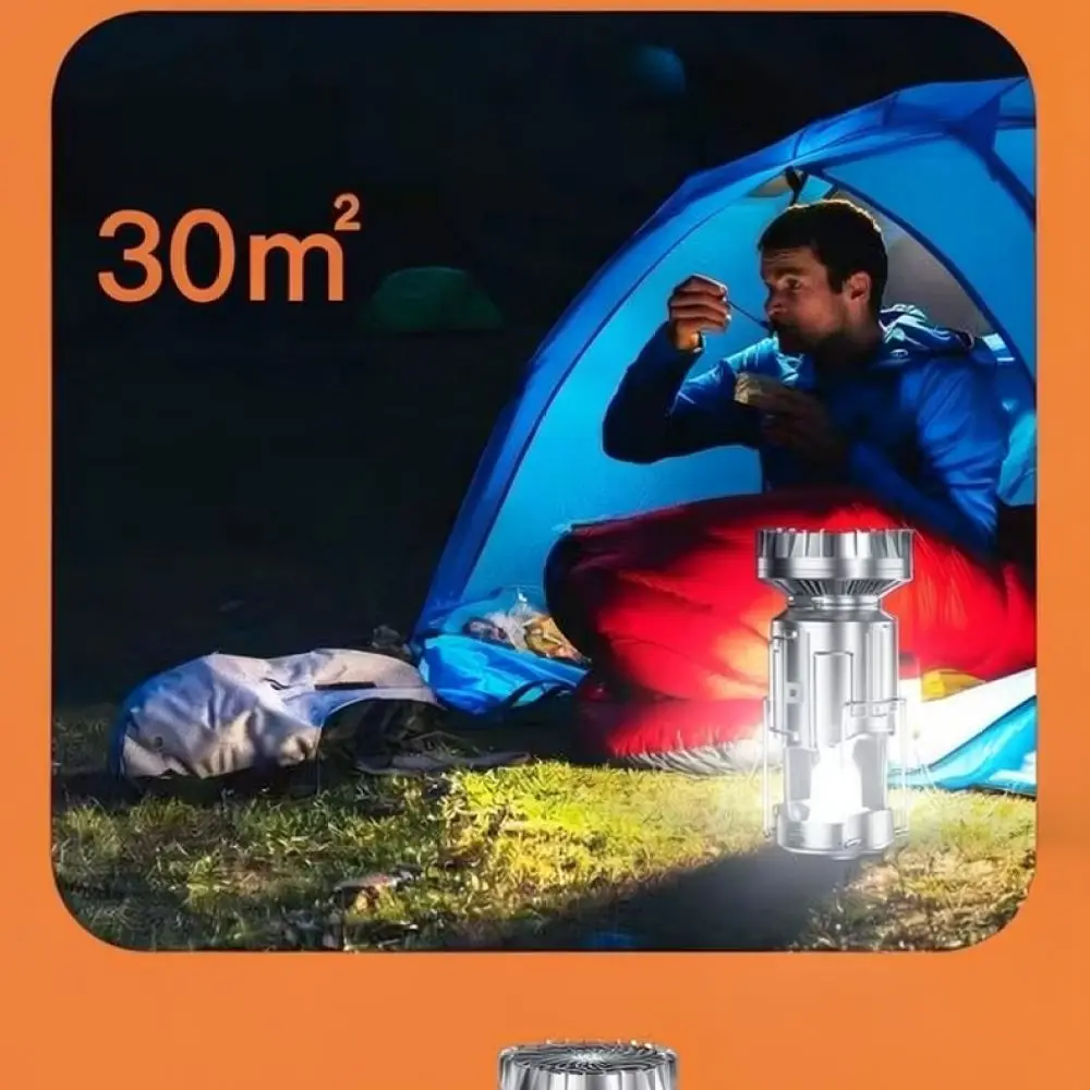 Portable Solar LED Camping Fan Lamp Tent Light Rechargeable Outdoor Emergency Lighting Equipment For Picnic Hiking