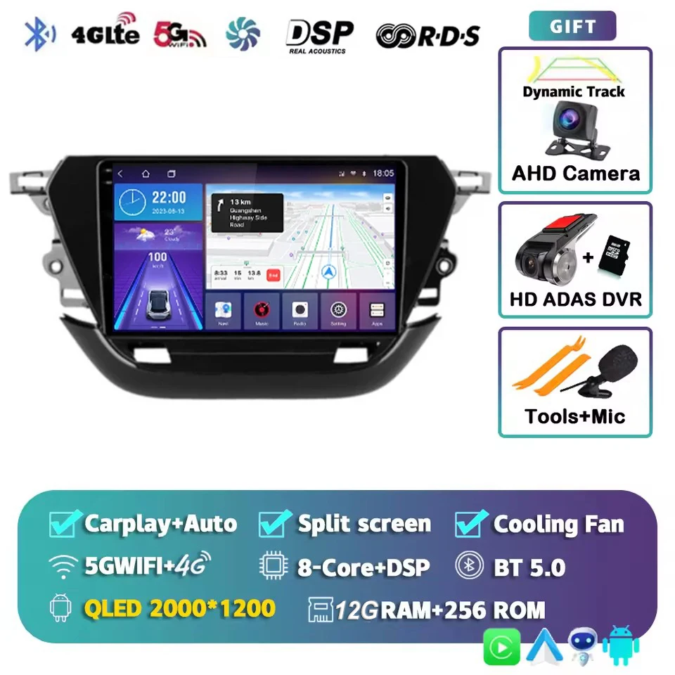 Android 16 autoradio voor Opel Corsa F 2019-2023 touchscreen, autoradio, videospeler, navigatie, GPS, multimedia, BT, Carplay
