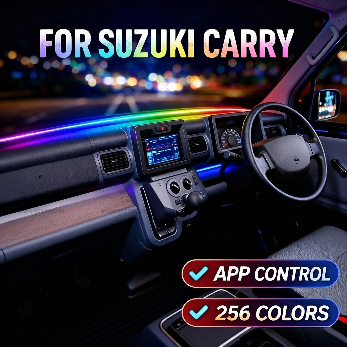 For Suzuki Carry  Automotive decoration light strip,colorful acrylic front windshield soundproofing strip,ambience light