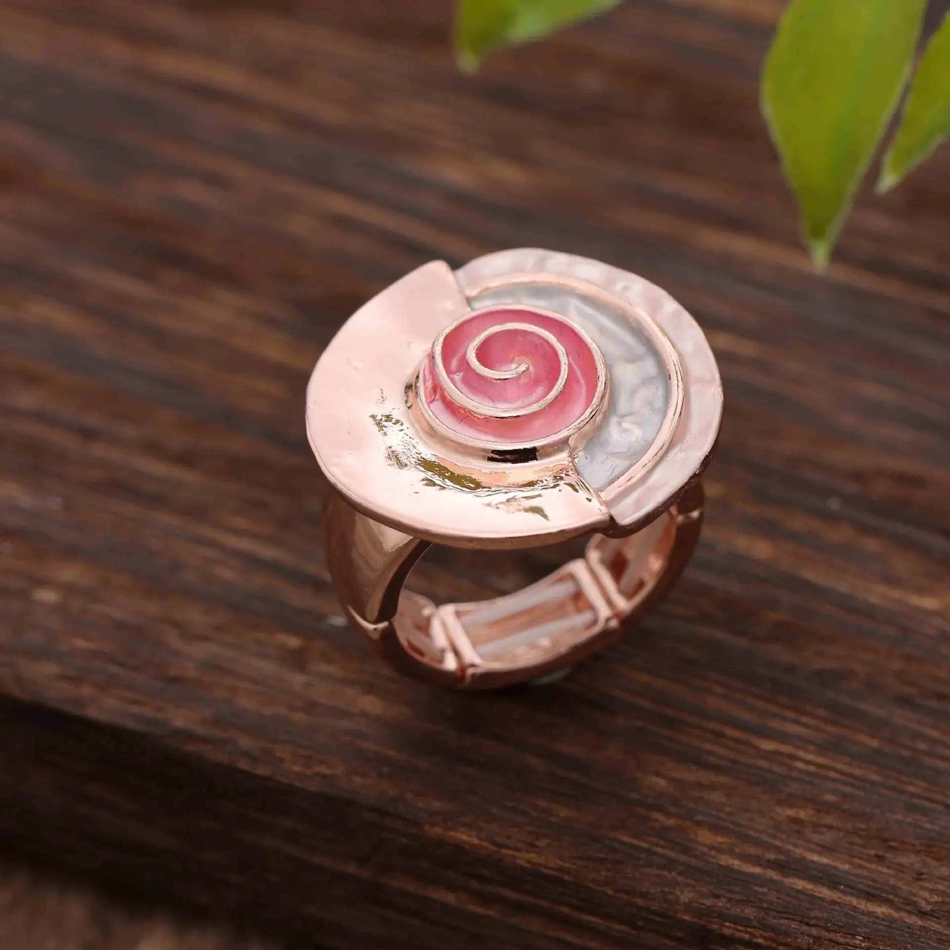 HangZhi Vintage Round Colorful Rose Wheel Large Ring Statement Elastic Adjustable Chunky Enamel Jewelry 2024 New