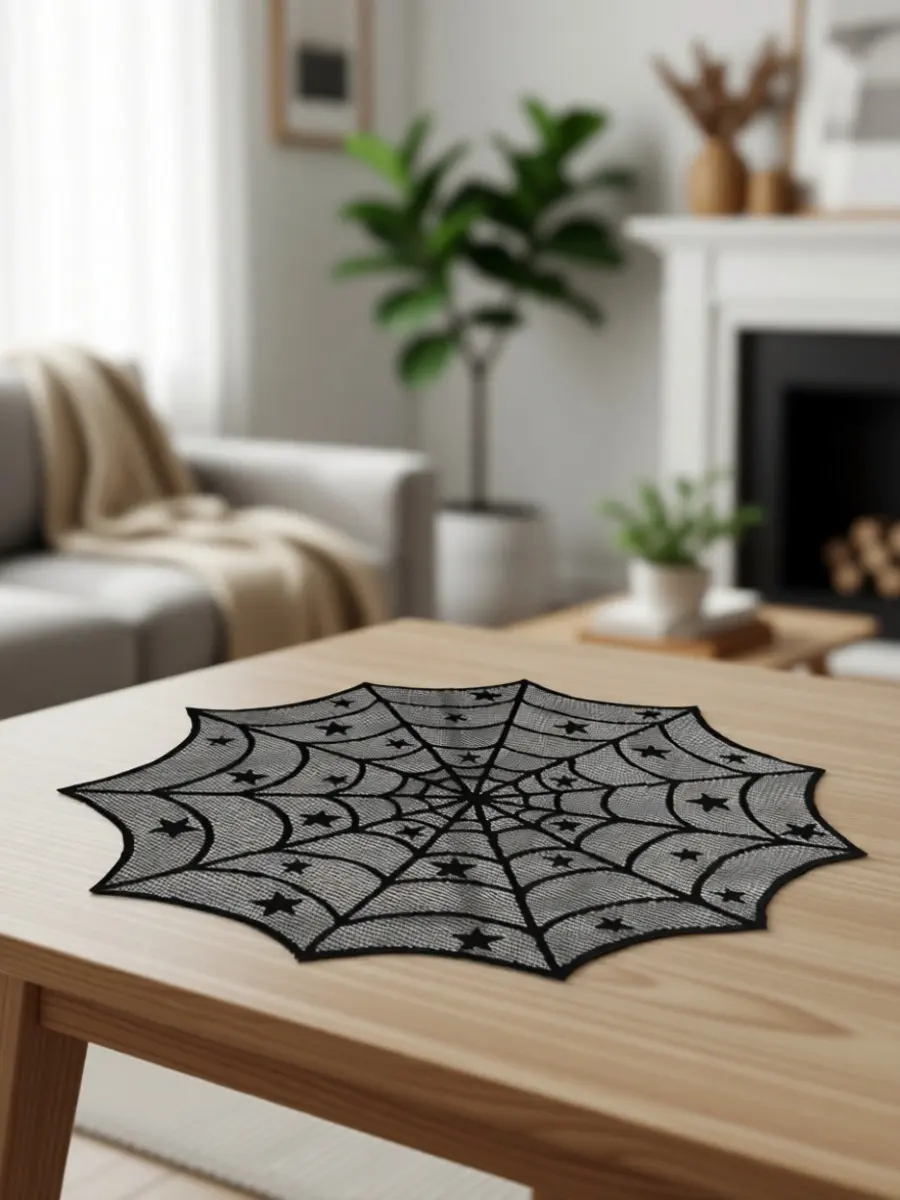1Pcs Halloween Spider Net Cloth Black Long-Lasting Gauze Party Festival Table Fabric Halloween Tablecloth Scene Layout