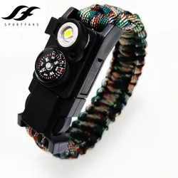 New Waterproof Led Survive Paracord Bracelet For Outdoor Swimming Multifunction outdoor tools Whistle Compass Bracelets