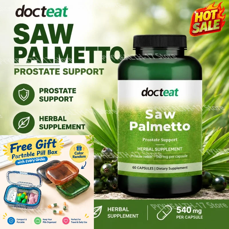 Saw Palmetto Prostate Support for Men High Absorption Serenoa Repens Capsule Herbal Supplement for Prostate Health 60 Capsules