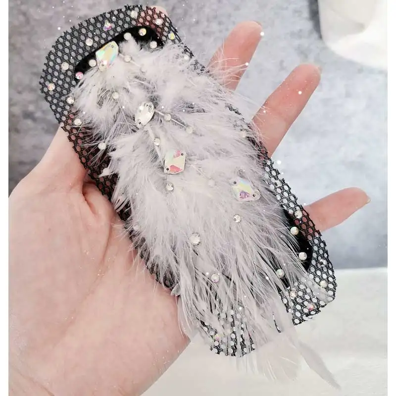 Figure Skating Ballet Upgraded Feather Sparkling Diamond Hairpiece Headpiece