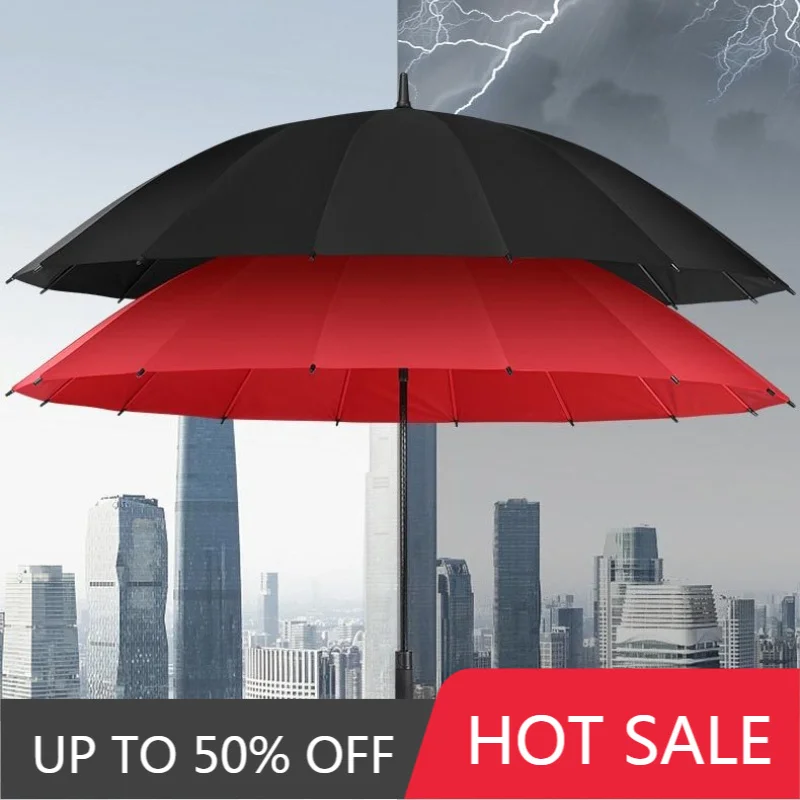 Long Handle Umbrella Windproof Rainproof Umbrella Double Layer Reinforced Household Rain Umbrellas Family Essential Rain Gear