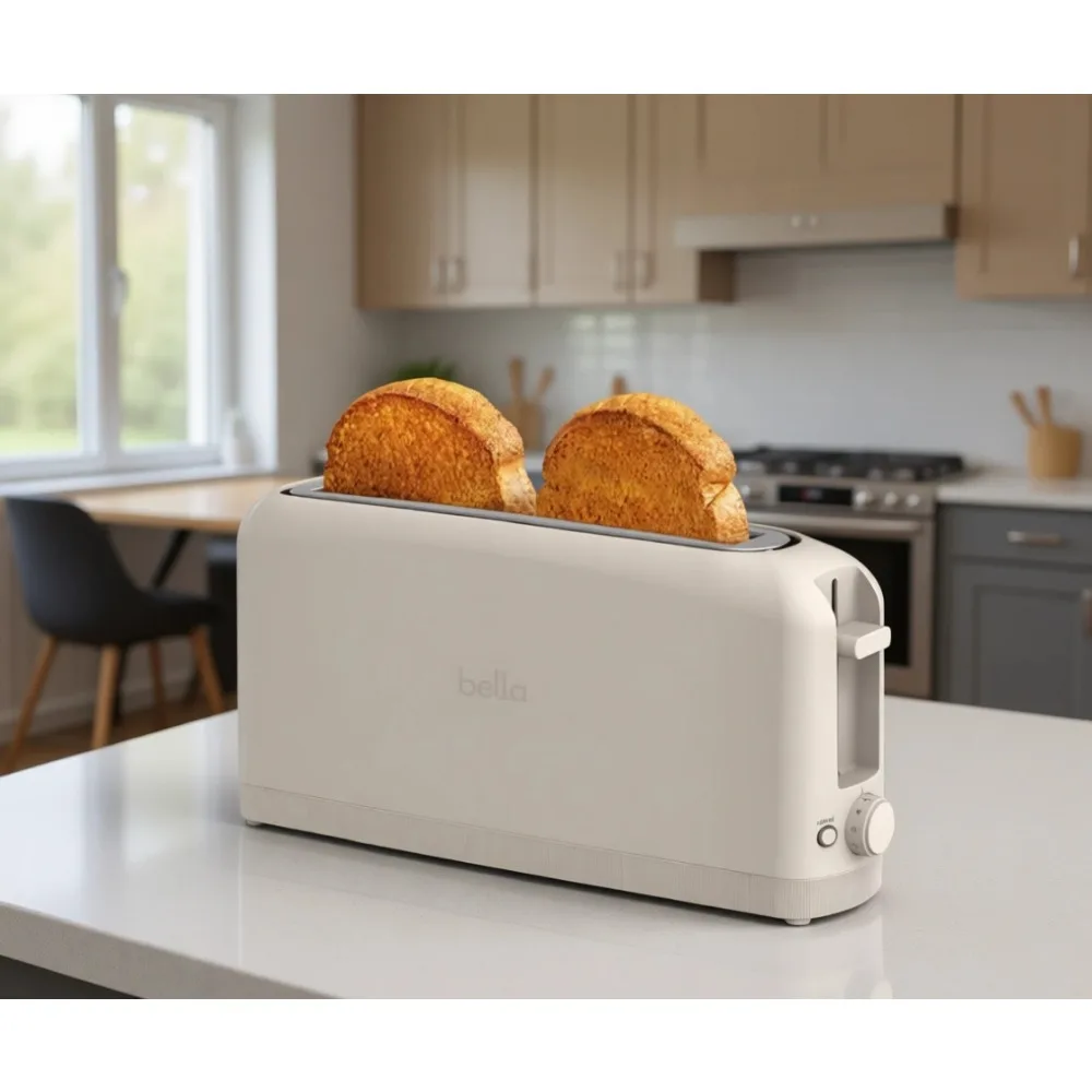

Two Slice Slim Toaster with Six Shade Settings Reheat Cancel Functions Long Slot Anti Jam Auto Shutoff