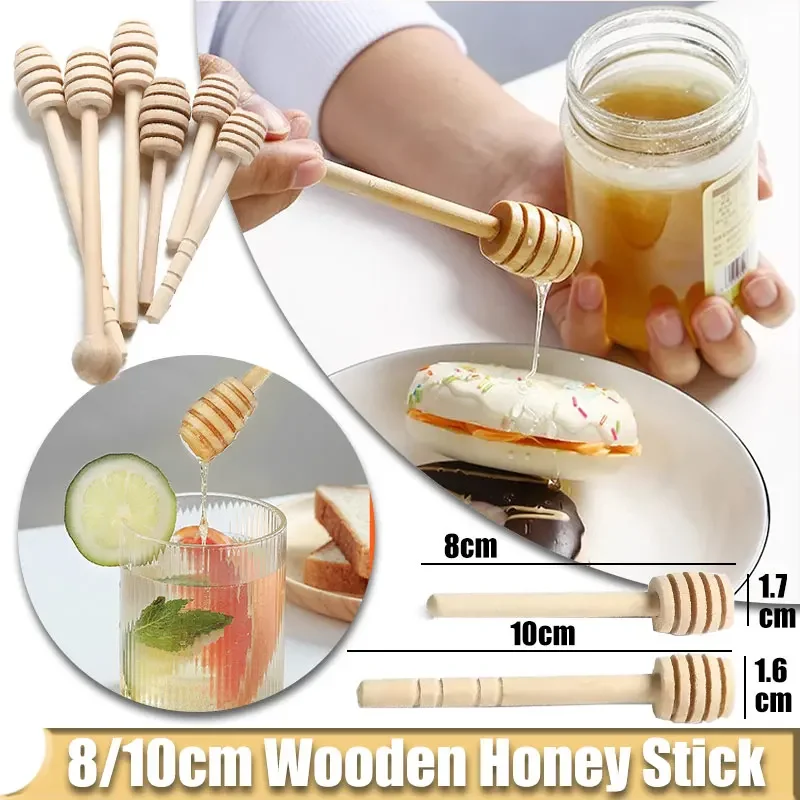 

High Quality Honey Stir Bar Mixing Handle Jar Spoon Solid Wood Honey Long Stick Coffee Milk Wooden Stirring Stick Honey Spoons