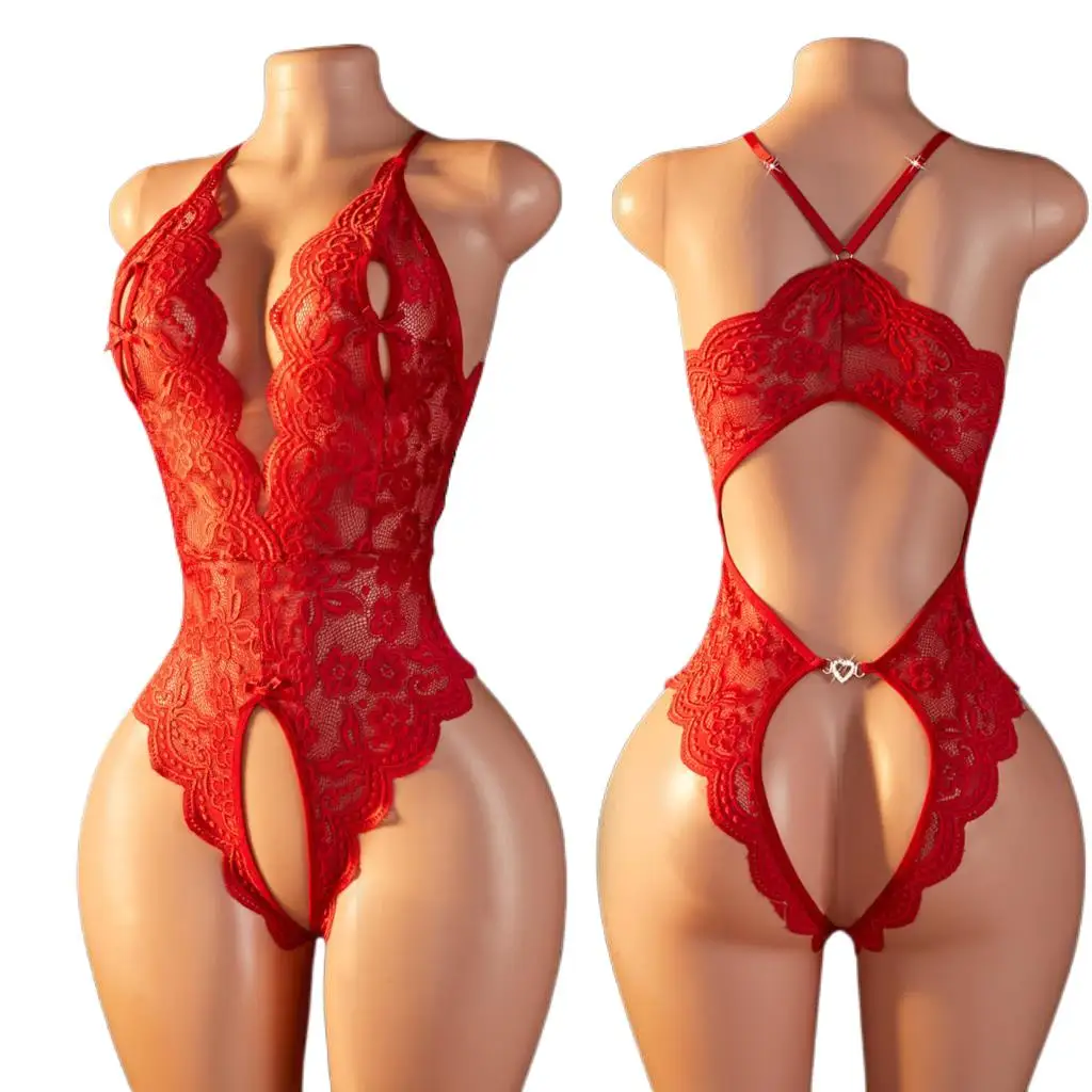 Transparent Lingerie For Women Super Hot  Underwear  Pajamas Crotchless Pornographic Lace Teddies Bodysuit  Outfit