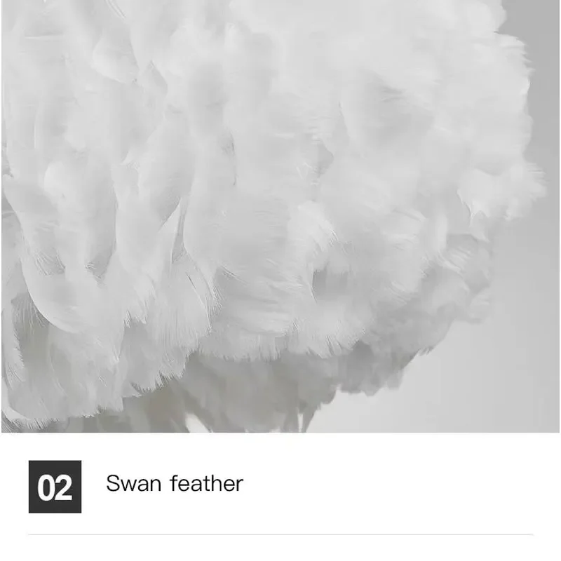 Nordic Bedroom Circular Feather Home Decor Chandelier Creative Ceiling Lamp Modern Simple Eye Protection Warmth Pendant Light