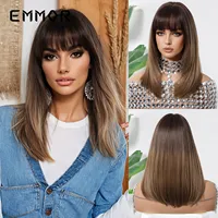 Short Straight Brown Hair Wig Natural Elegant Full Head Style For Middle-Aged Women Face Shaping Hair Coloring Human Hair Wigs