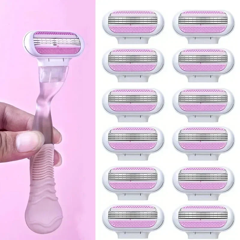 Rasoir de Sécurité pour Femme, 1 Poignée + 4/8 °, pour Épilation du Visage, des Jambes, des Aisselles et du Bikini, Compatible avec Venus