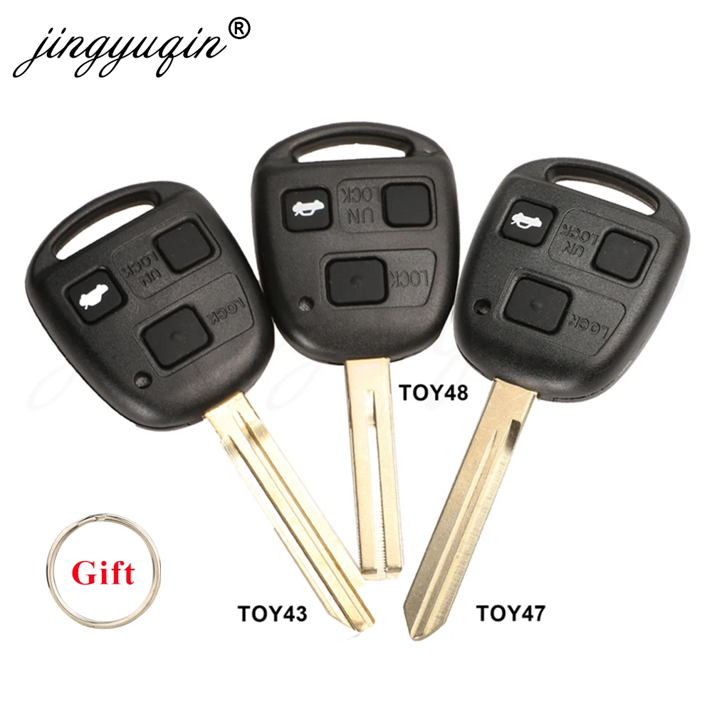 Jingyuqin 3-Tasten-Autoschlüsselgehäuse für Lexus Toyota Avensis Corolla Yaris Rav4 Camry Schlüsselhülle TOY43 TOY47 TOY48