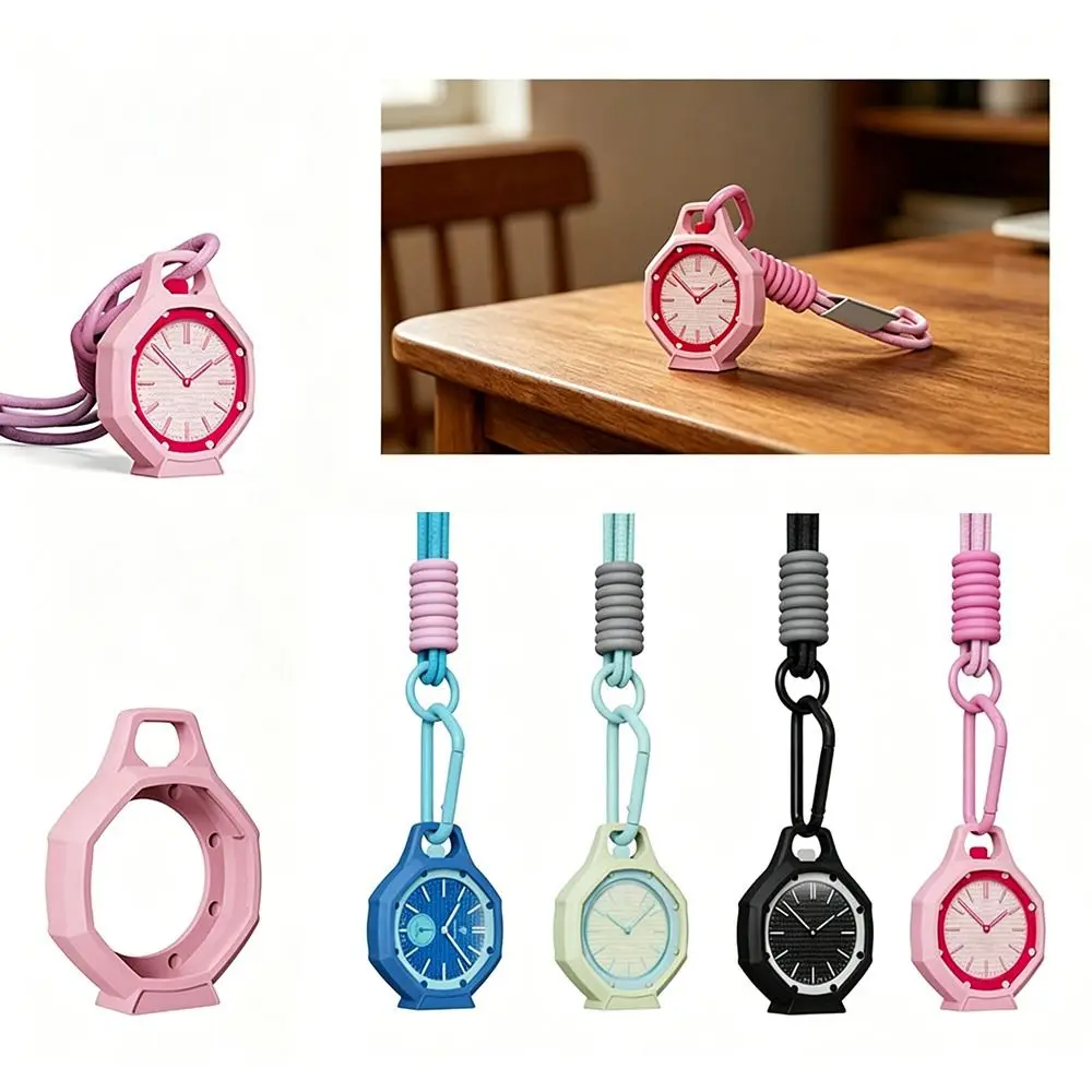 New Silicone Watch Protector Case Anti Drop Design Octagonal Silicone Watch Cover With Carabiner Hook Watch Pendant Holder