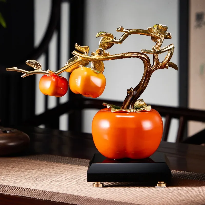 High End Persimmon Ornaments for Wealth Living Room Entrance New Chinese Style Wine Cabinet Decorations Housewarming Gifts