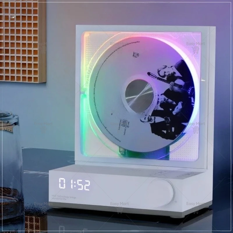 RGB Dazzling Colour Light  Retro CD Player Bluetooth Rechargeable Audio CD Album Music Player Speaker Decoration Gift