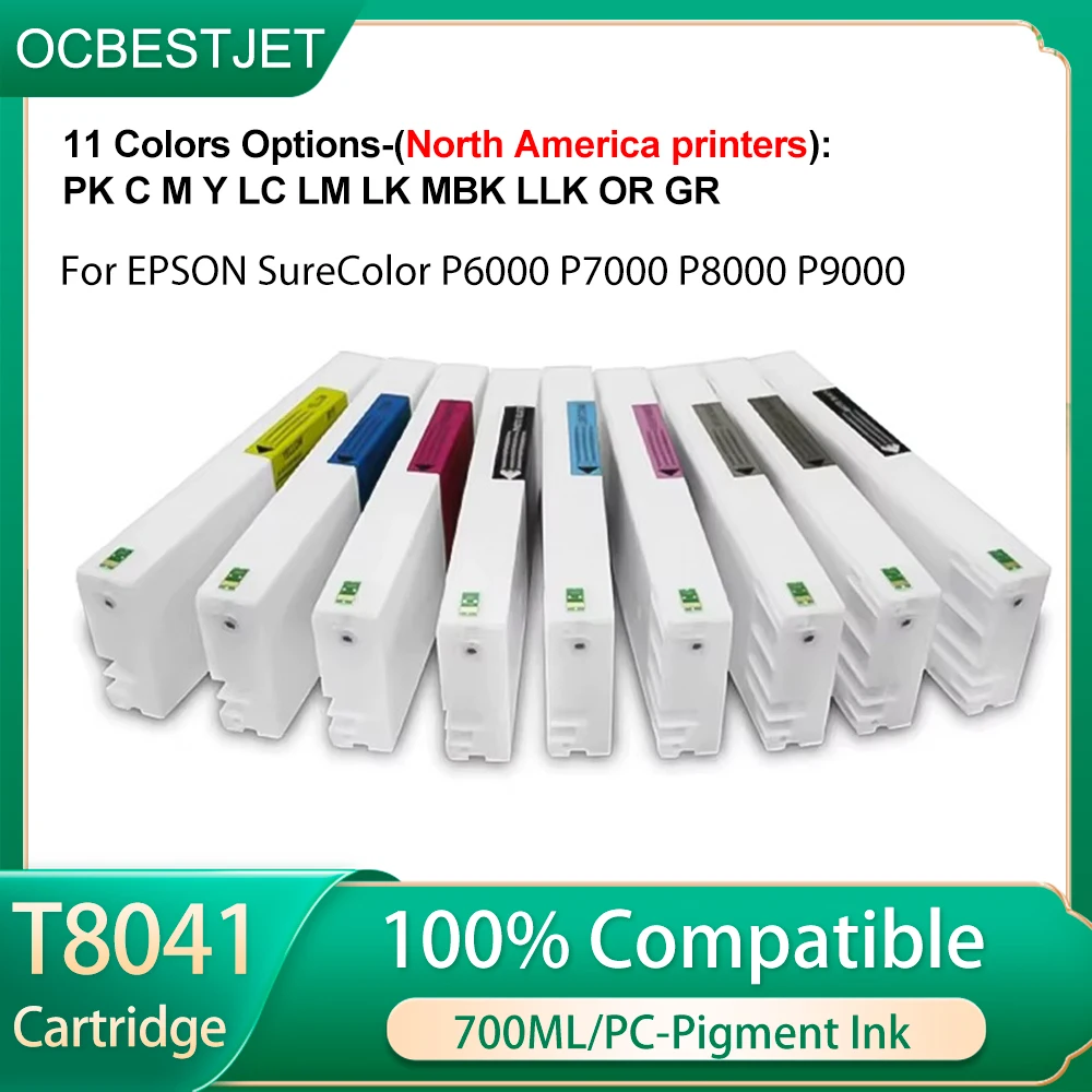 

1 шт. картридж T8041 T8049 T804A T804B с пигментными чернилами для принтеров Epson SureColor P6000 P7000 P8000 P9000 (Северная Америка)
