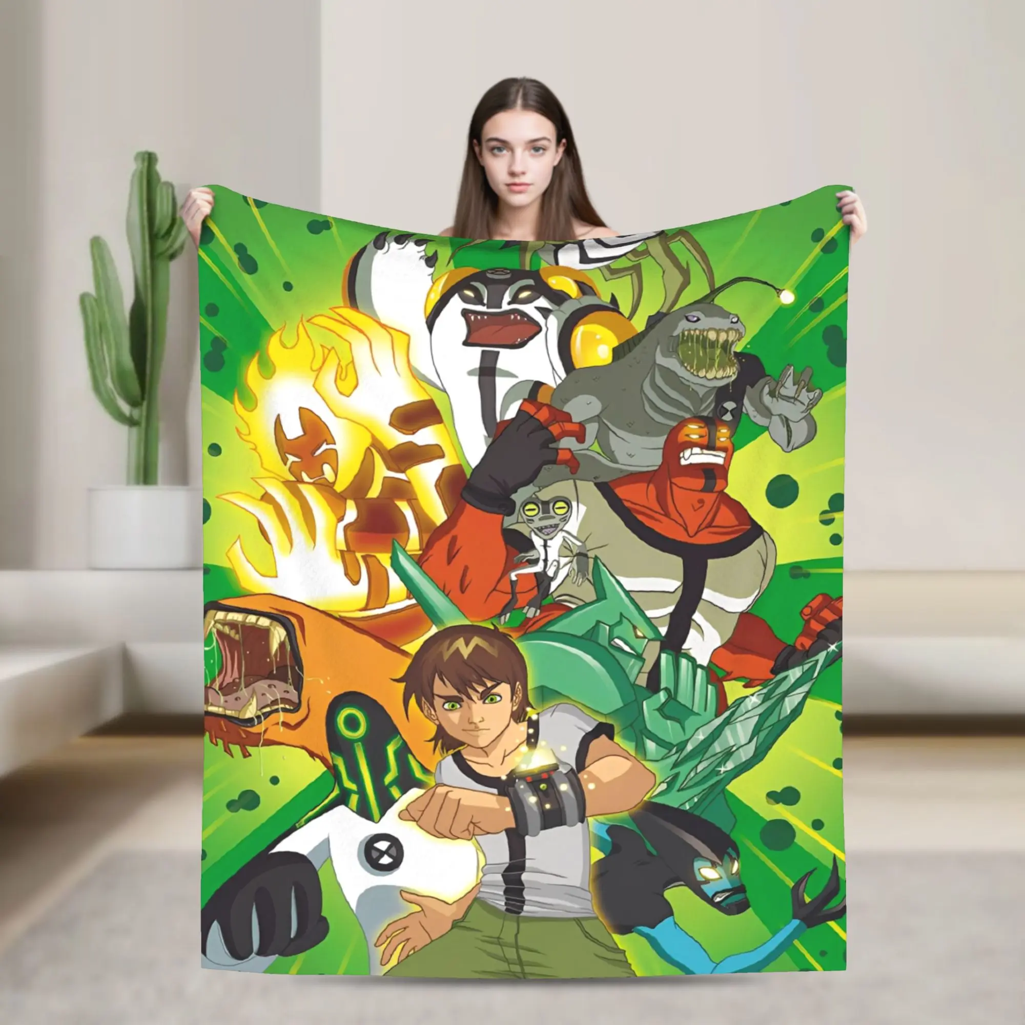 Необываемое фланелевое одеяло Ben 10, мягкое прочное одеяло для домашнего декора, покрывало для путешествий в самолете, чехол для дивана-кровати