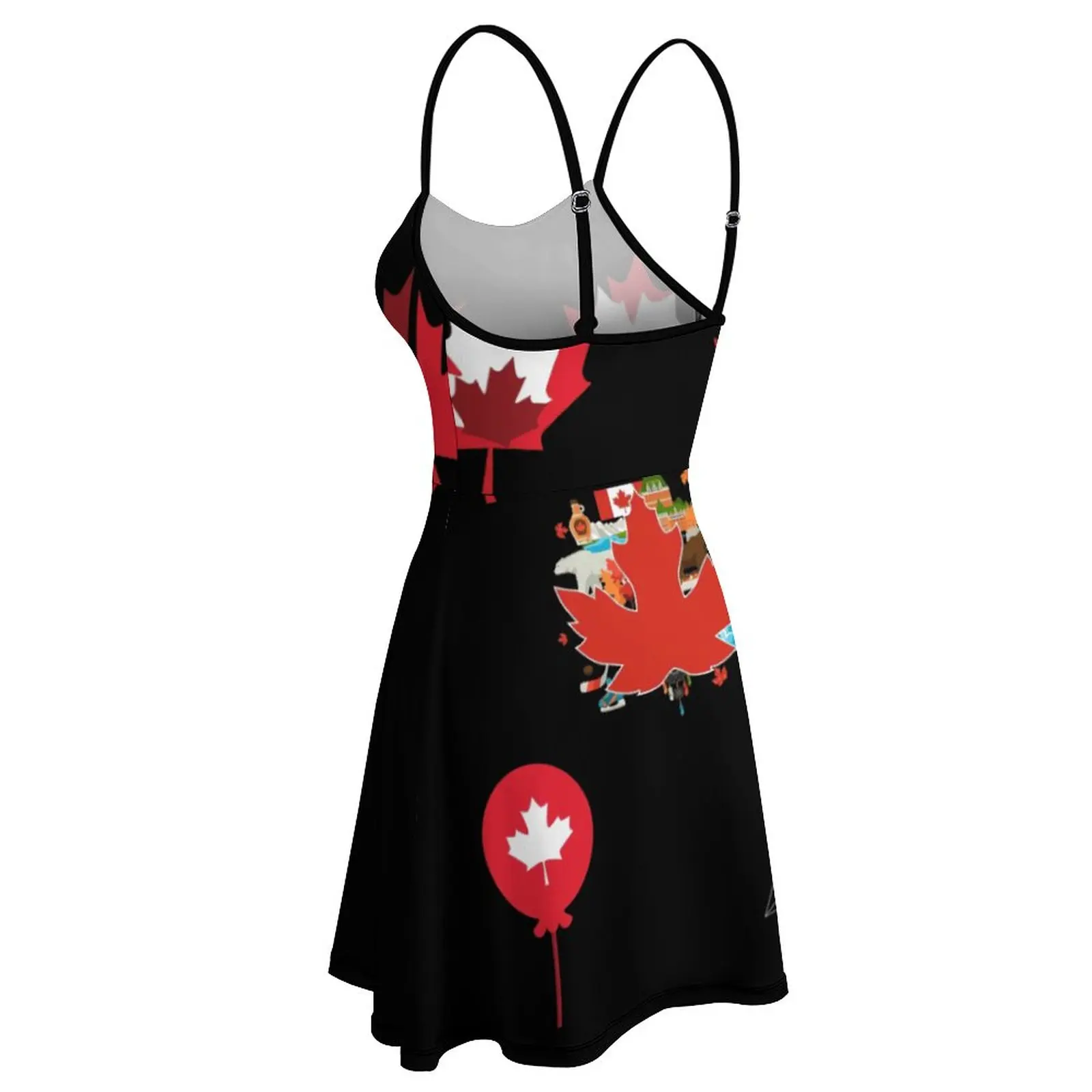 Sexy  Woman's Gown Strappy Dress Canada Maple Leaf Flag Emblem Pack, I Love Canada Funny Women's Sling Dress Premium Cocktails H