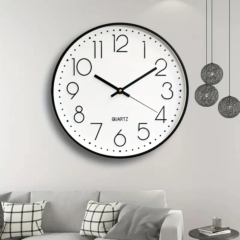 8 Inch Silent Quartz Wall Clock, Round 3D Digital Modern Wall Clock, Non-Ticking Wall Clock, Bedroom Living Room