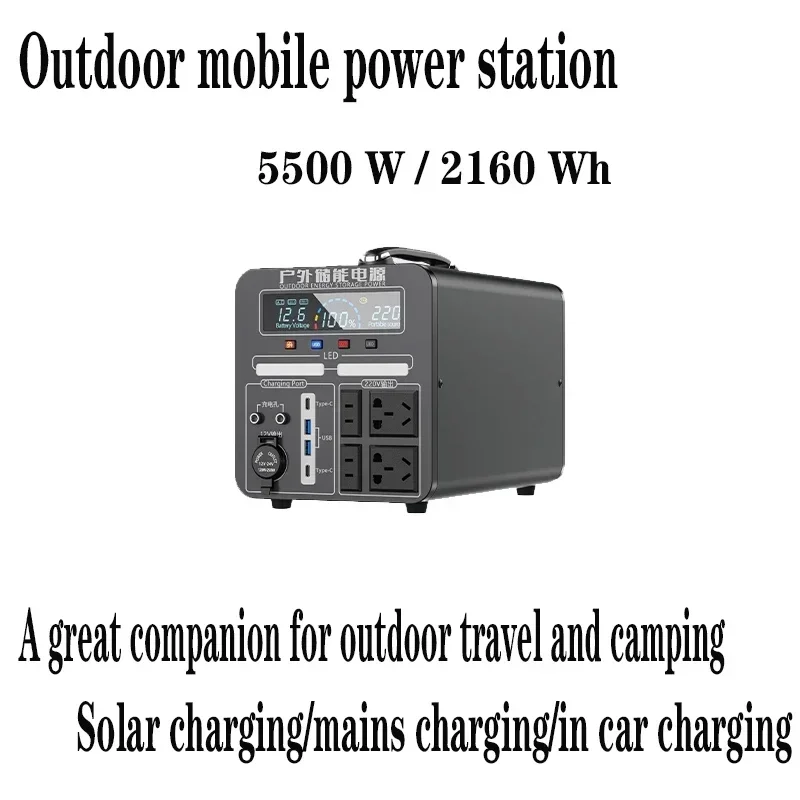 Camping ao ar livre portátil estação de carregamento, backup de emergência, bateria outdoor Power Outage, Mobile Power Inverter, USB C, 800W-1500W