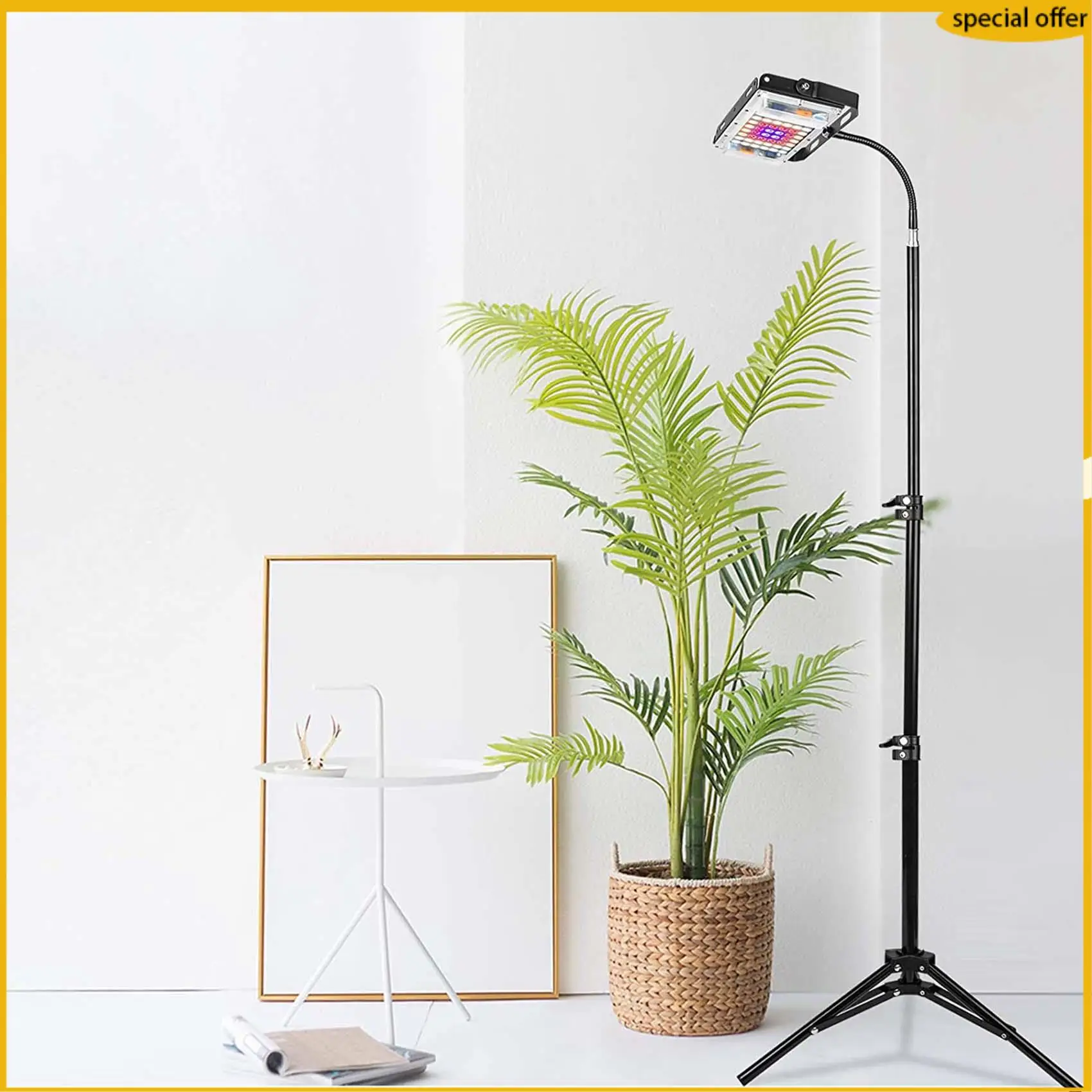 A50I Coltiva la luce con supporto, Luce per piante da pavimento a LED a spettro completo per piante da interno, Lampada per coltivazione con interruttore on/off Spina americana