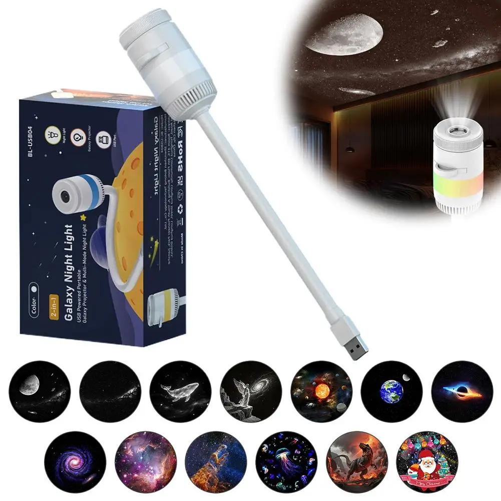 Galaxy Projector LED USB Night Light 13pcs Projection Patterns-Adjustable Whale Butterfly Jellyfish Starfish Festival Gift
