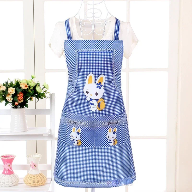 Cartoon Apron Rabbit Sleeveless Double Pocket Household Cleaning Aprons Kitchen Supplies for Adults Lady Women Cloth Protect