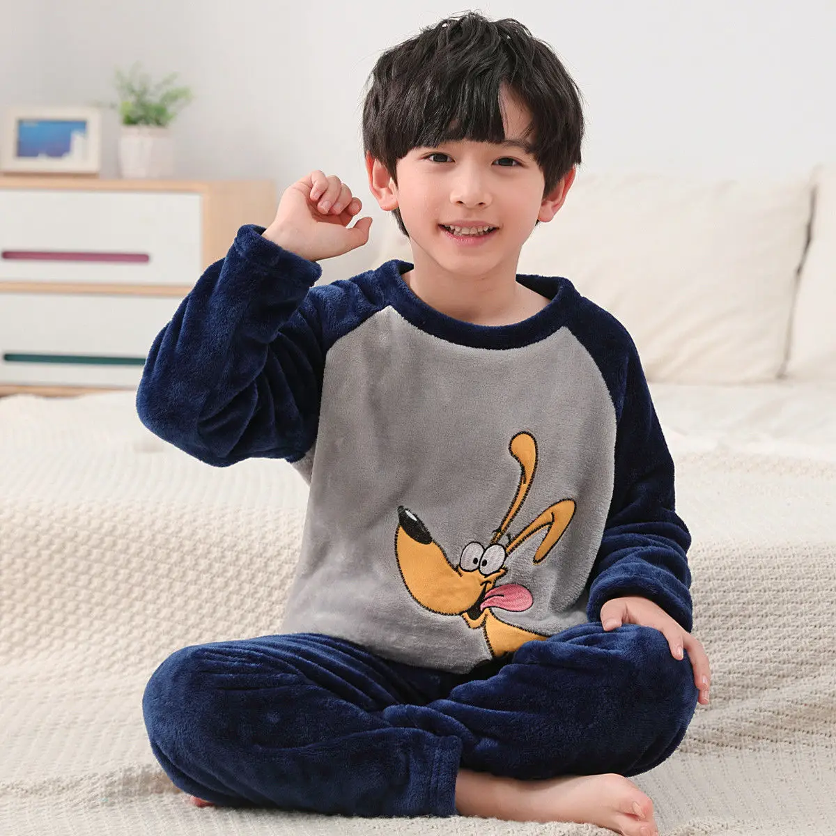 Baby Boys Pajamas Winter Long Sleeved Children's Clothing Sleepwear Teen Pajama Fleece Pyjamas Sets For Kids 6 8 10 12 15 Years