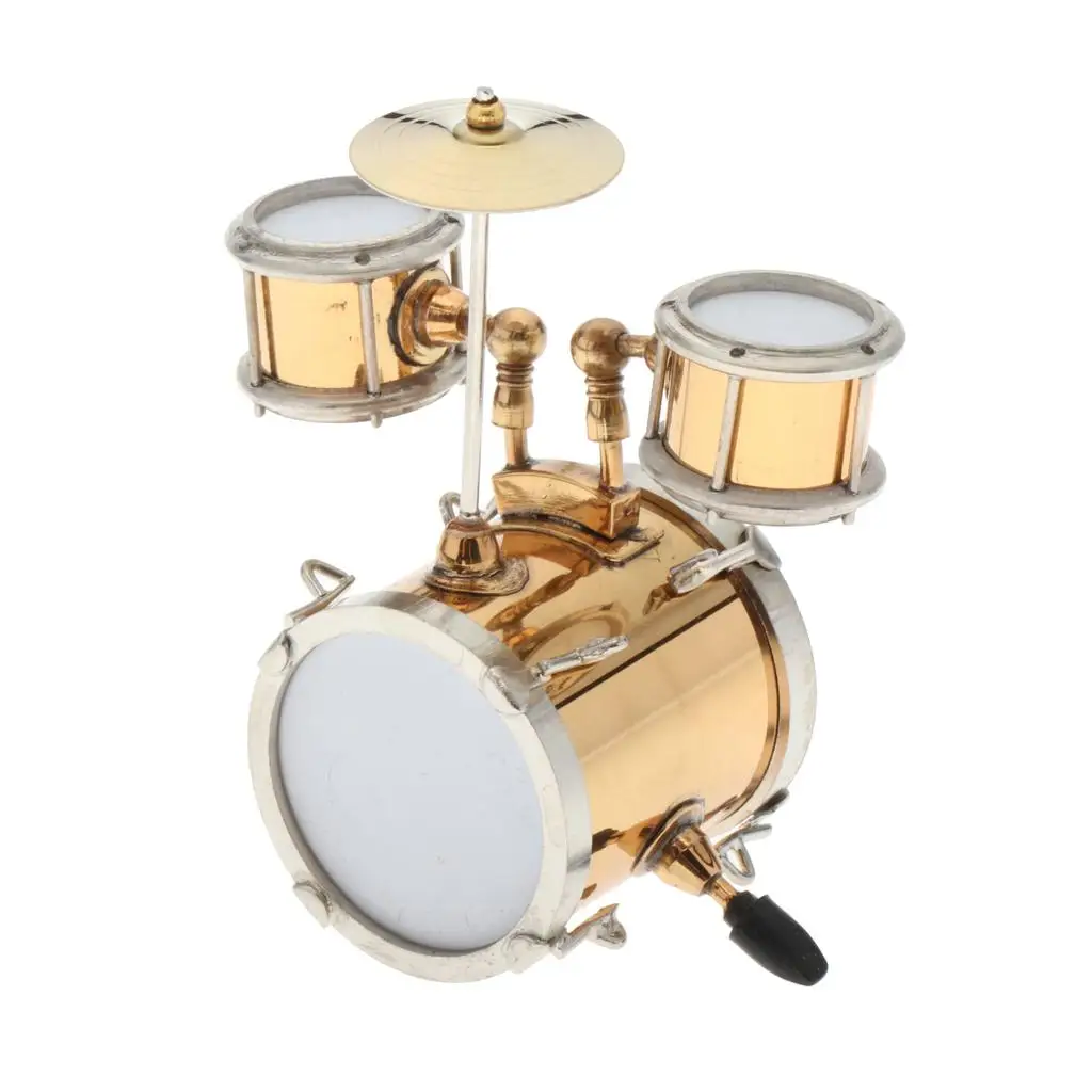 

1/12 Dollhouse Musical Instrument Figurine, Golden Drum Set with Box Gift,