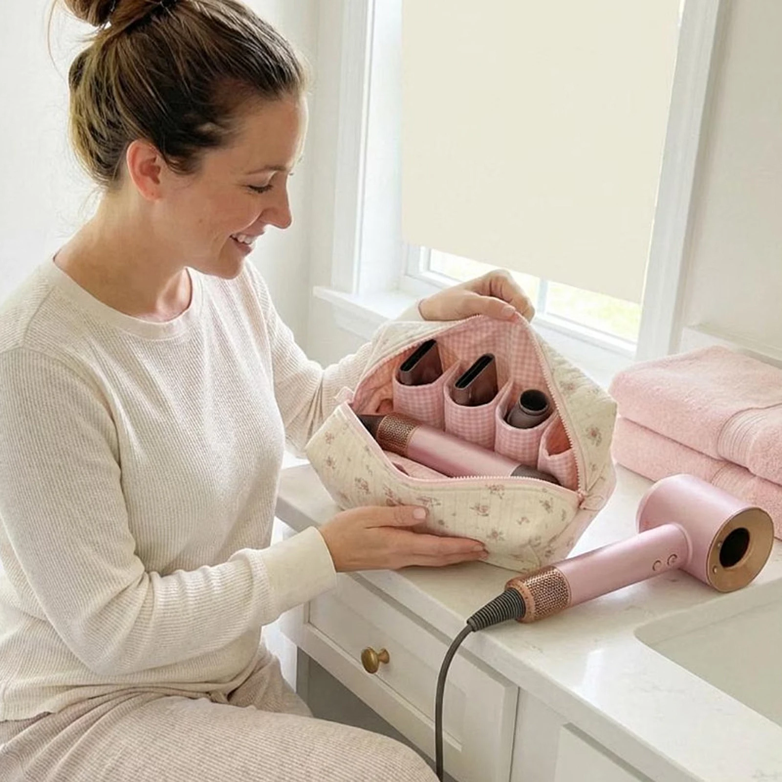 Bolsa de cosméticos de viaje con cremallera y múltiples compartimentos, estuches para bolígrafos, organizador de maquillaje, gran capacidad para mujeres, señoritas y niñas