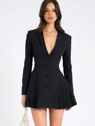 Tossy V-Neck Sexy Suit Mini Dress Female Patchwork Cardigan Fashion Commute Clothes Slim High Waist Elegant Party Dress Women's