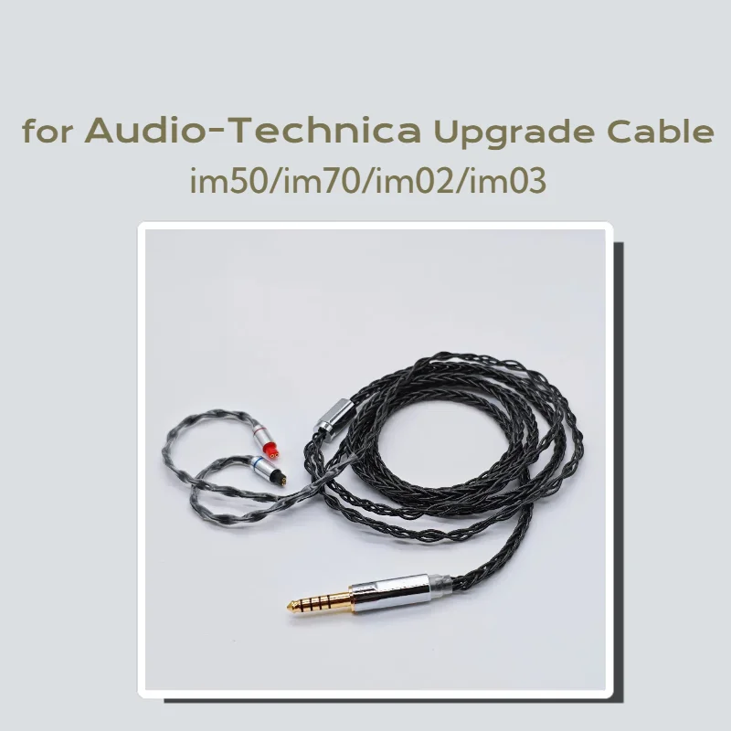 

For Audio-Technica IM02, IM03, IM04 Headphones OCC Silver-Plated 8-cores Upgrade Cable with Microphone