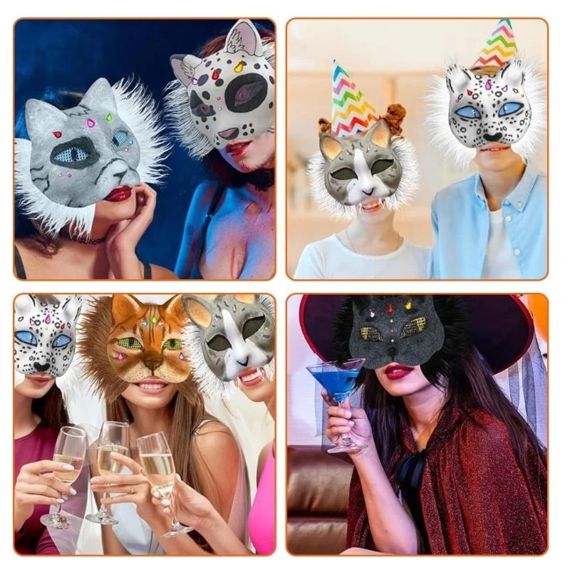 652F Foxes Cats Mask Mask Mask with Mesh Mesh Diy Therians Mask Mask Mask