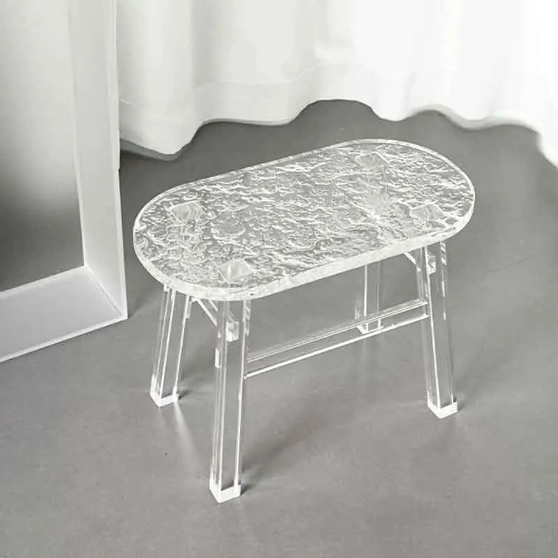 Nordic Furniture,Stone Patterned Acrylic Stool,Transparent Shoe Changing Stool,Creative Footstool,Leisure Seat Chair,Customized