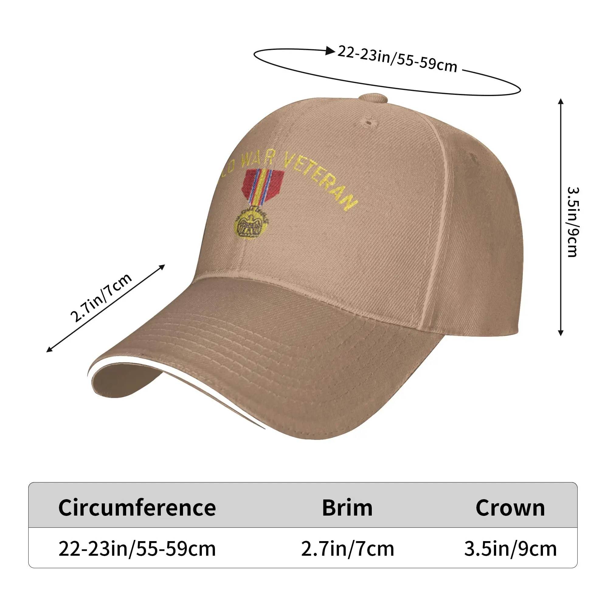 Gorra de béisbol clásica Unisex, gorro de sándwich liso, ajustable, Natural, veterano de la guerra fría